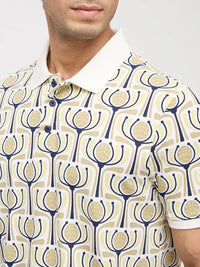 Men T-Shirt Print Brown Regular Fit