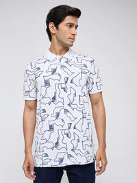Men T-Shirt Print White Regular Fit