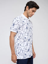 Men T-Shirt Print White Regular Fit