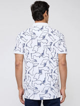 Men T-Shirt Print White Regular Fit