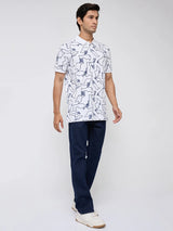 Men T-Shirt Print White Regular Fit