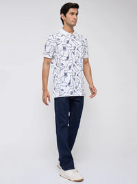Men T-Shirt Print White Regular Fit