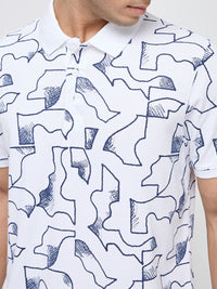 Men T-Shirt Print White Regular Fit