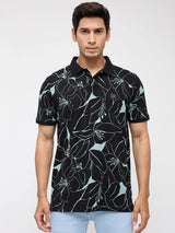 Men T-Shirt Print Black Regular Fit