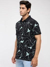 Men T-Shirt Print Black Regular Fit
