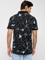 Men T-Shirt Print Black Regular Fit