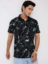 Men T-Shirt Print Black Regular Fit