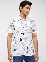 Men T-Shirt Print White Regular Fit