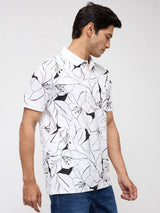 Men T-Shirt Print White Regular Fit