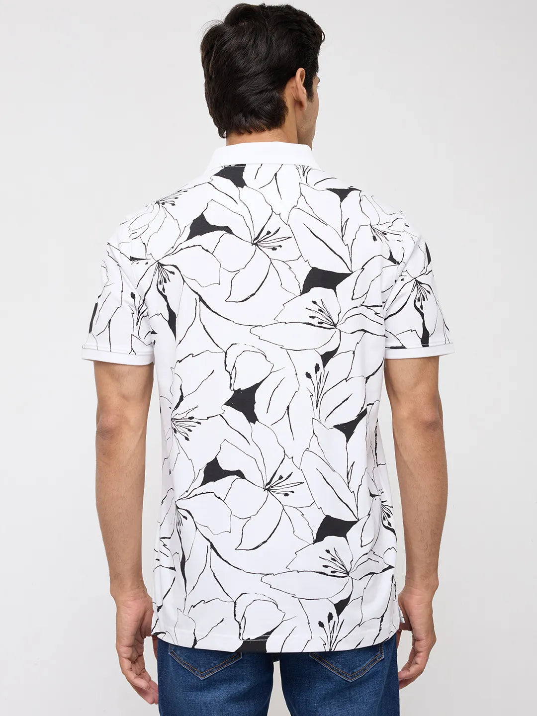 Men T-Shirt Print White Regular Fit