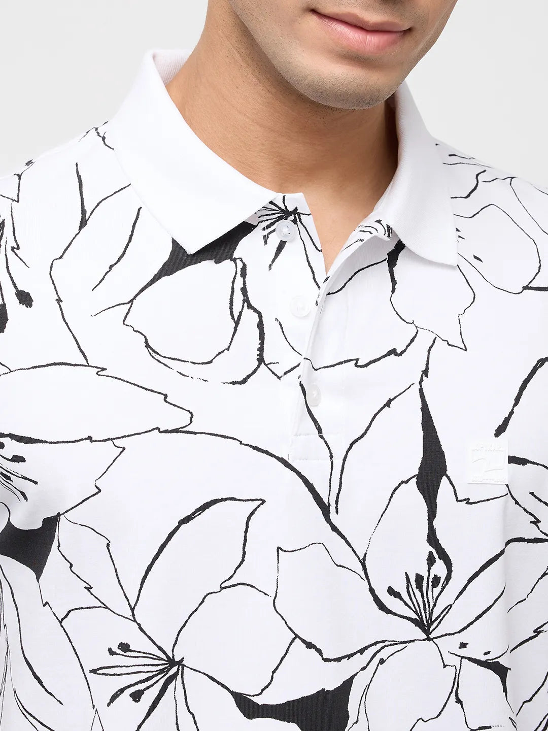 Men T-Shirt Print White Regular Fit