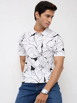 Men T-Shirt Print White Regular Fit