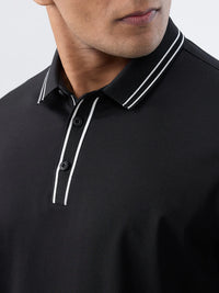 Men T-Shirt Solid Black Regular Fit