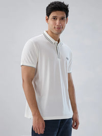 Men T-Shirt Solid White Regular Fit