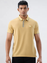Men T-Shirt Solid Yellow Regular Fit