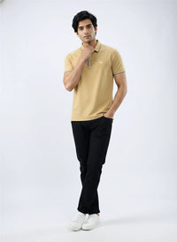 Men T-Shirt Solid Yellow Regular Fit