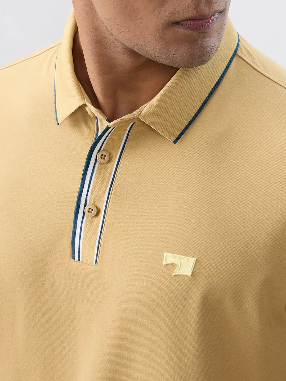 Men T-Shirt Solid Yellow Regular Fit