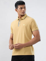 Men T-Shirt Solid Yellow Regular Fit