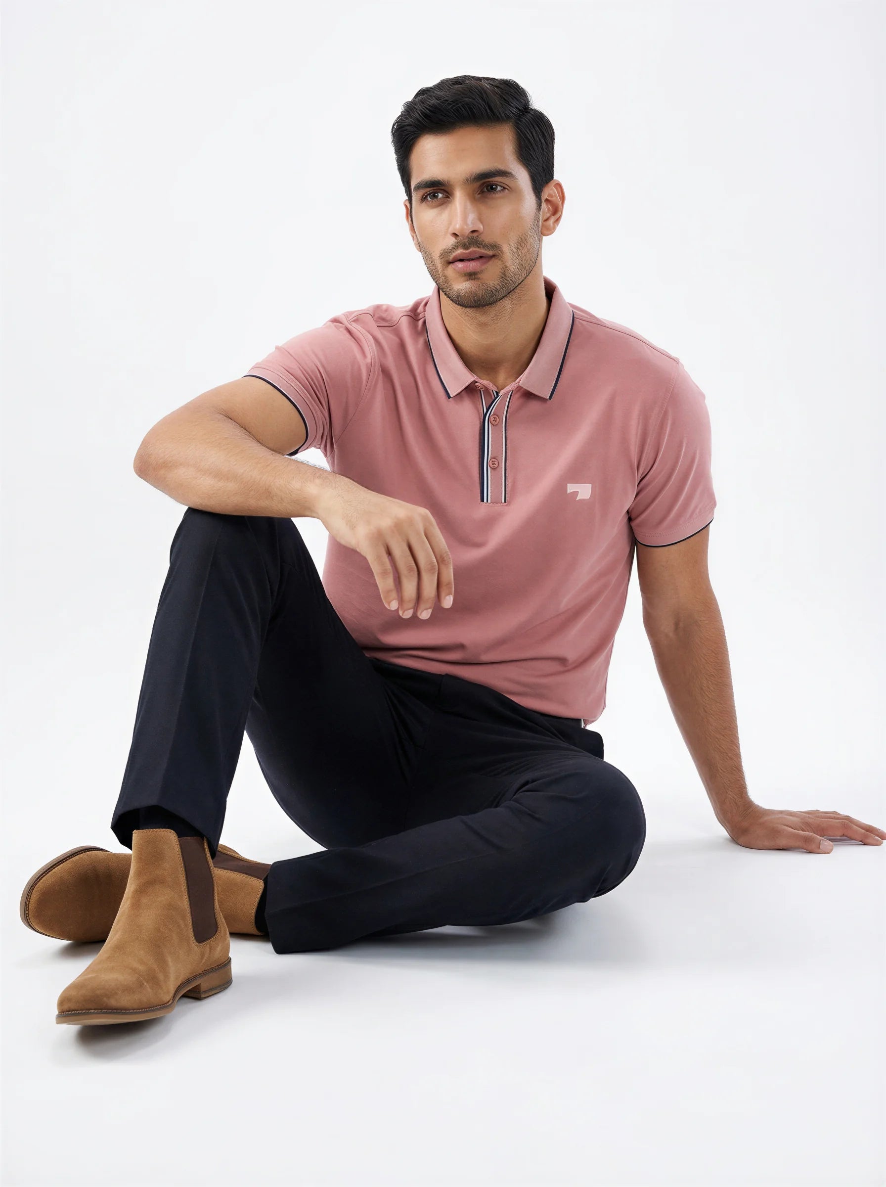 Men T-Shirt Solid Pink Regular Fit