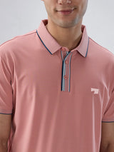 Men T-Shirt Solid Pink Regular Fit