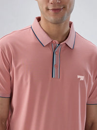 Men T-Shirt Solid Pink Regular Fit