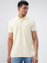 Men T-Shirt Solid Off White Regular Fit