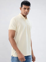 Men T-Shirt Solid Off White Regular Fit