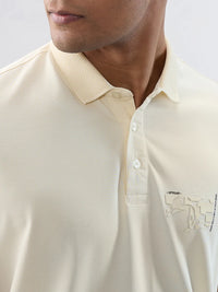 Men T-Shirt Solid Off White Regular Fit