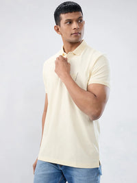 Men T-Shirt Solid Off White Regular Fit