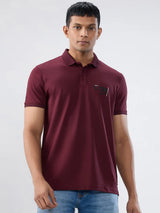 Men T-Shirt Solid Red Regular Fit