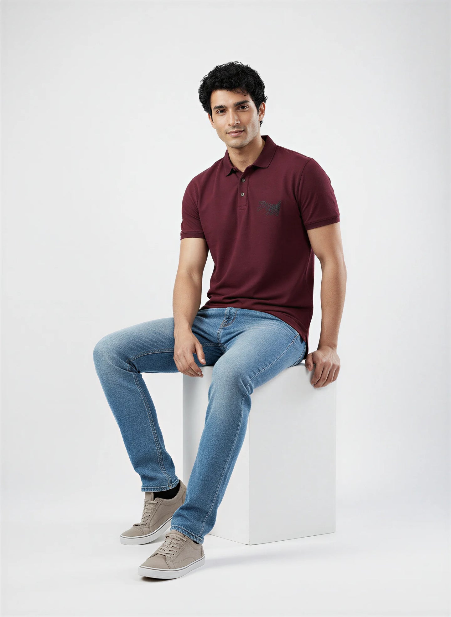 Men T-Shirt Solid Red Regular Fit