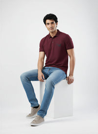 Men T-Shirt Solid Red Regular Fit