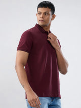 Men T-Shirt Solid Red Regular Fit