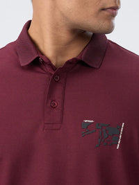 Men T-Shirt Solid Red Regular Fit