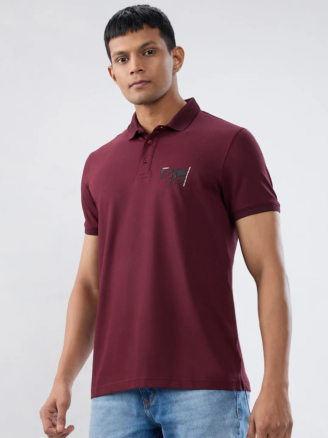 Men T-Shirt Solid Red Regular Fit
