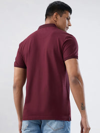 Men T-Shirt Solid Red Regular Fit