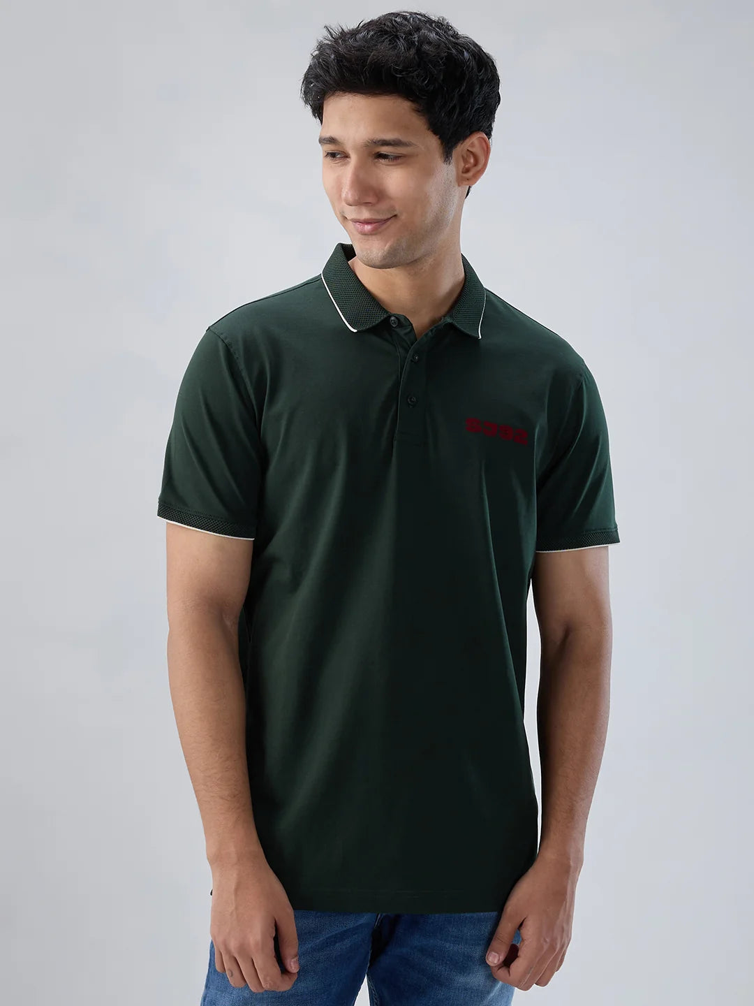 Men T-Shirt Solid Green Regular Fit