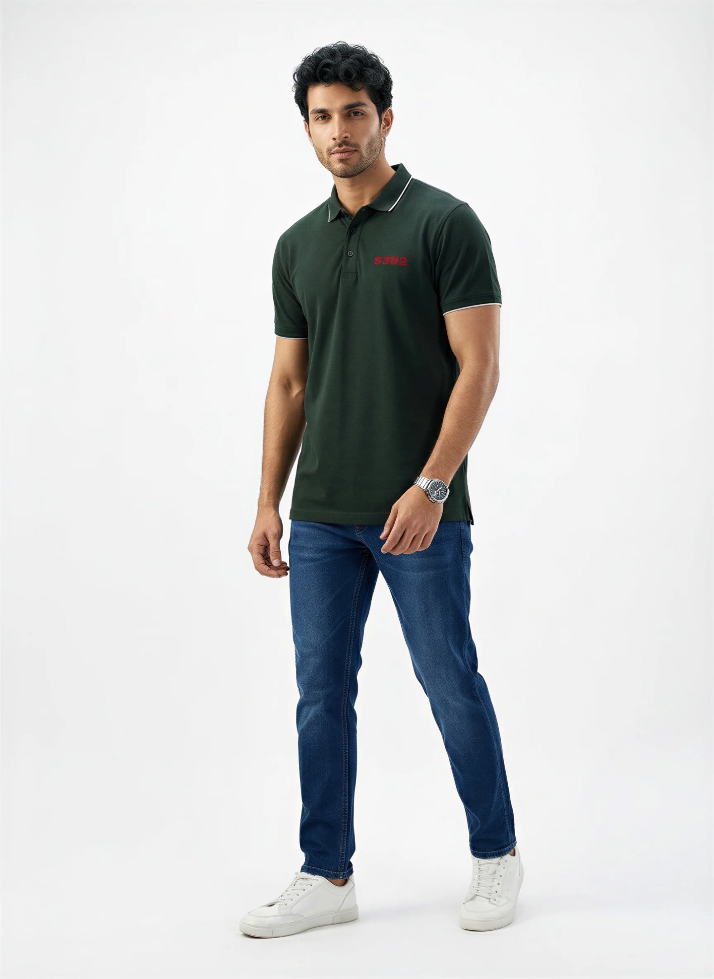 Men T-Shirt Solid Green Regular Fit