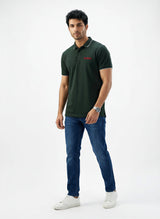 Men T-Shirt Solid Green Regular Fit