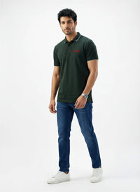Men T-Shirt Solid Green Regular Fit