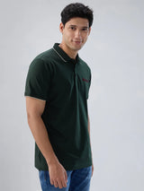 Men T-Shirt Solid Green Regular Fit
