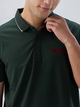 Men T-Shirt Solid Green Regular Fit