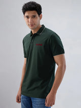 Men T-Shirt Solid Green Regular Fit
