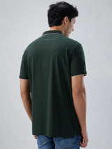 Men T-Shirt Solid Green Regular Fit