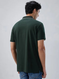 Men T-Shirt Solid Green Regular Fit