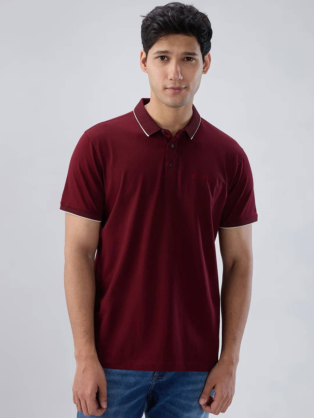 Men T-Shirt Solid Red Regular Fit