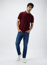 Men T-Shirt Solid Red Regular Fit