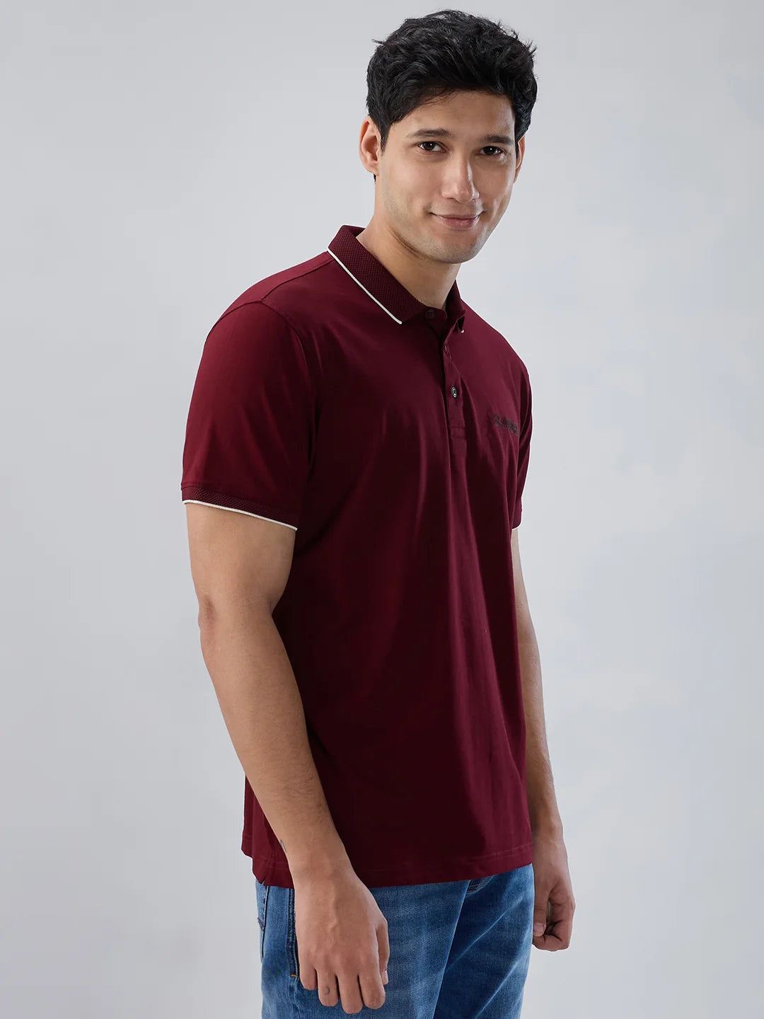 Men T-Shirt Solid Red Regular Fit