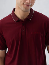 Men T-Shirt Solid Red Regular Fit
