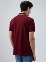 Men T-Shirt Solid Red Regular Fit